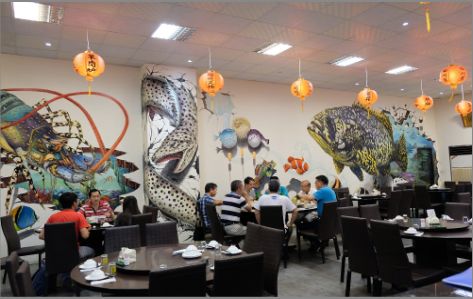 泗阳海鲜餐厅墙体彩绘